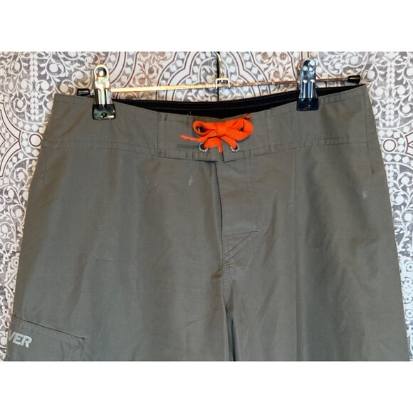 Quiksilver Mens Khaki Board Shorts Size 26 With Orange Drawstring & Pocket - Picture 4 of 13